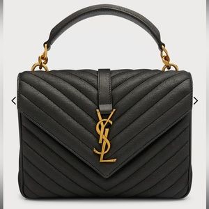 College Medium Flap YSL Shoulder Bag in Quilted Leather